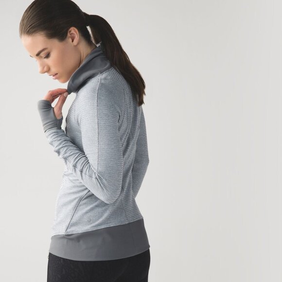 Lululemon Runderful 1/2 Zip Mini Check Pique White Heathered Slate/Slate - Picture 6 of 16